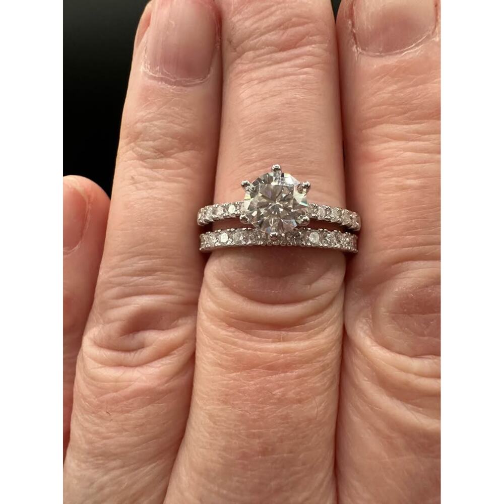 ✨ Moissanite Bridal Set – Size 8 – 2.51 CTW – Eternity Band – Sterling Silver ✨